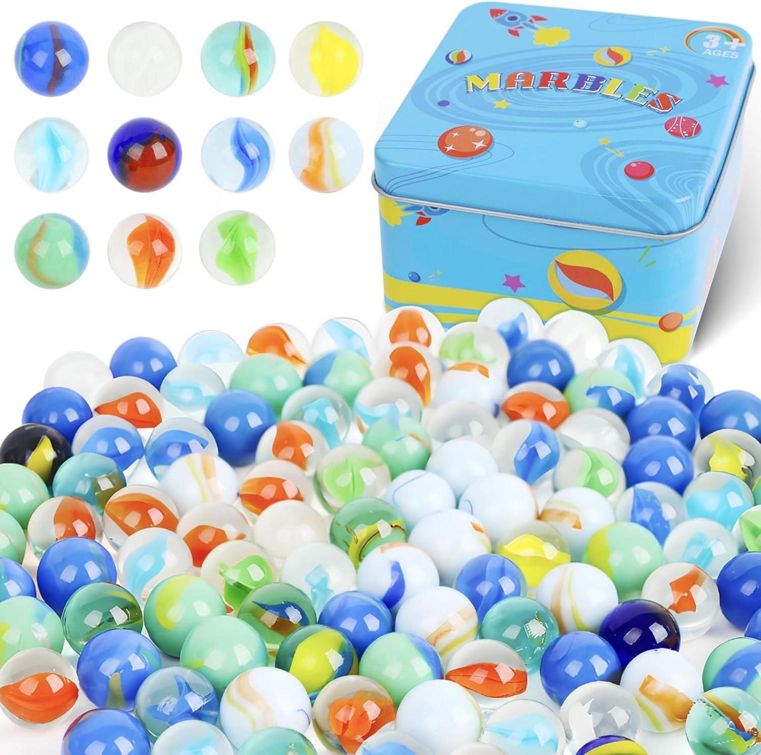 110er Set bunte Glasmurmeln für Spiele und Dekoration