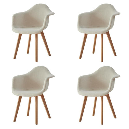 4er-Set Esszimmerstühle Beige, Vintage-Stil mit Armlehnen