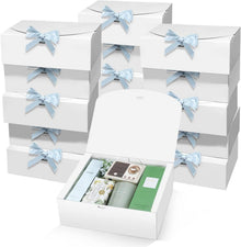 15 Stück Geschenkboxen mit Deckel, 25x20x10cm Weiß Kraftpapier