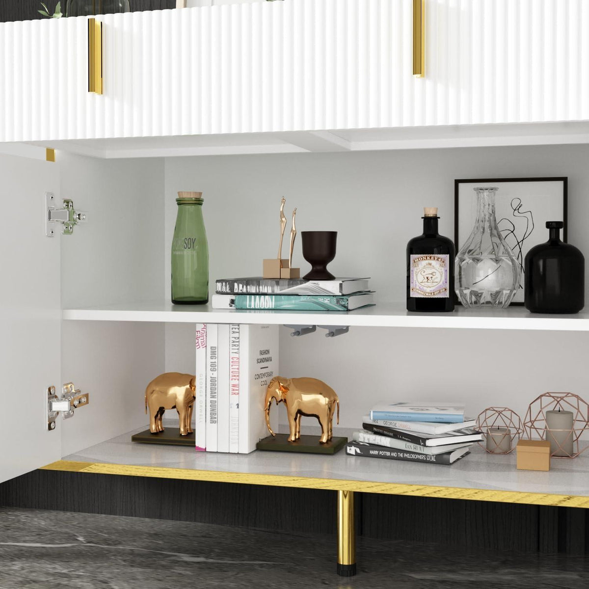 Weißes Sideboard mit 4 Türen & Schublade – 160cm Wohnzimmerschrank