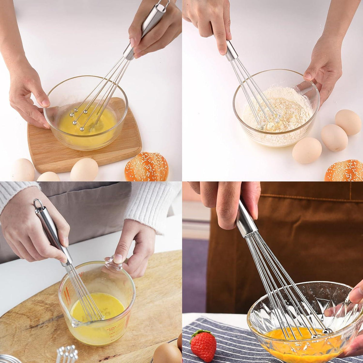 Edelstahl Schneebesen 10 Drähte Rührbesen 10 Zoll ergonomic Kochen Backen Mixen Eier Sahne Schlagen Kein Rost Slip-Griff Zähigkeit