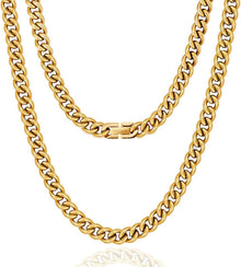 Kubanische Panzerkette Edelstahl 18K Gold Vergoldet 9mm 50,8cm