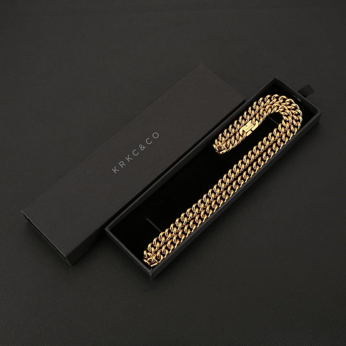 Panzerkette Herren Edelstahl 9mm 18K Gold Vergoldete Cuban Link Chain