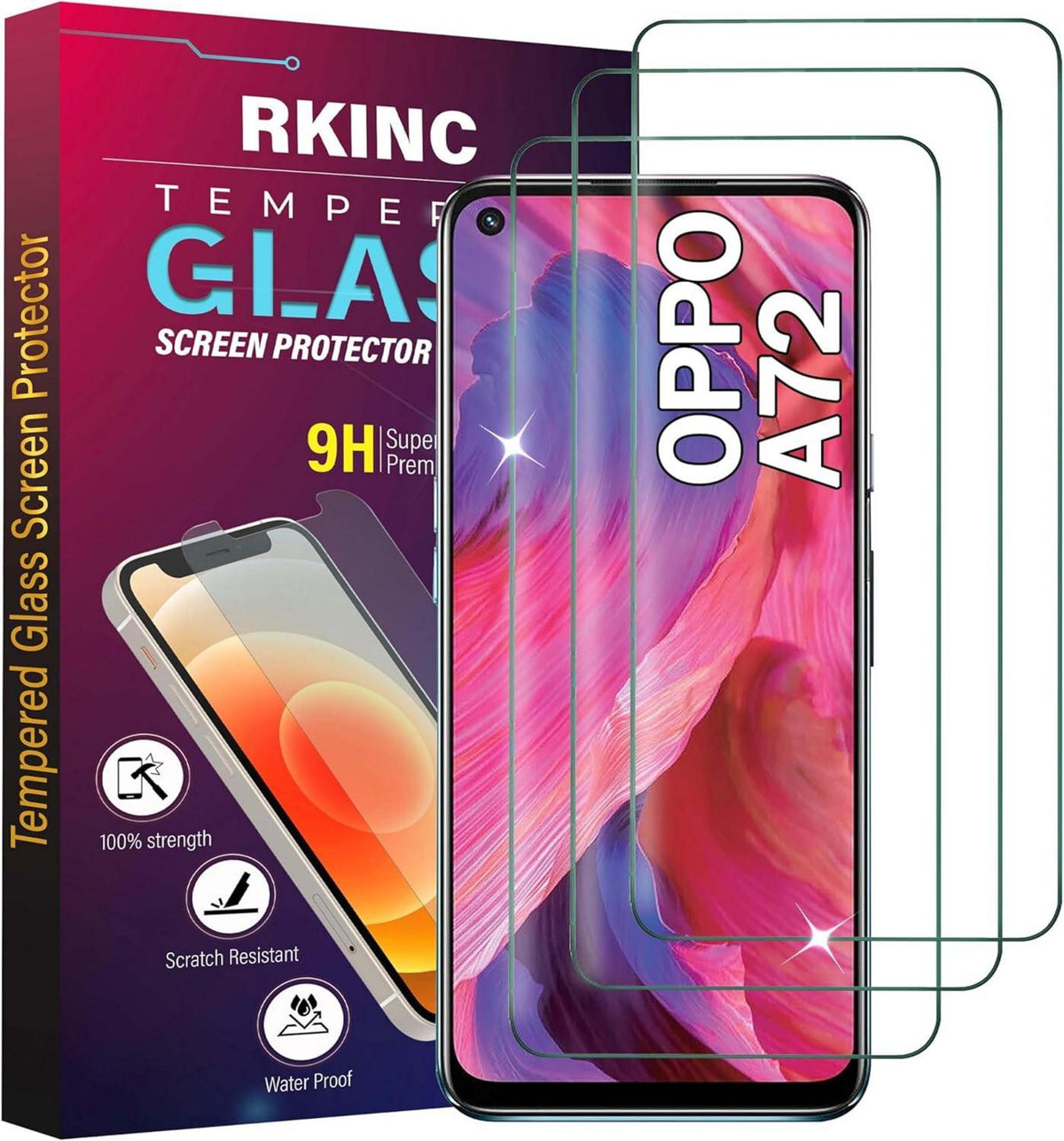 3er Pack Panzerglas Displayschutz Oppo A72 HD 0,33mmreibestoßfest