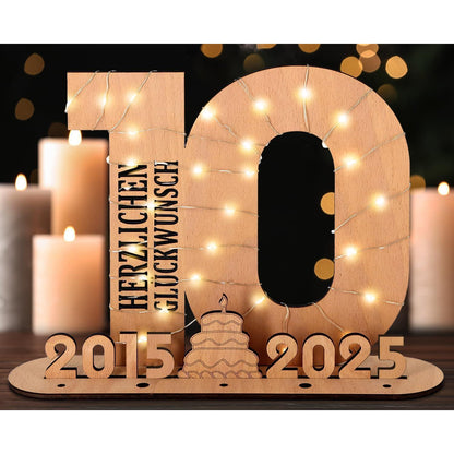 Personalisiertes 70. Geburtstag Geschenk mit LED