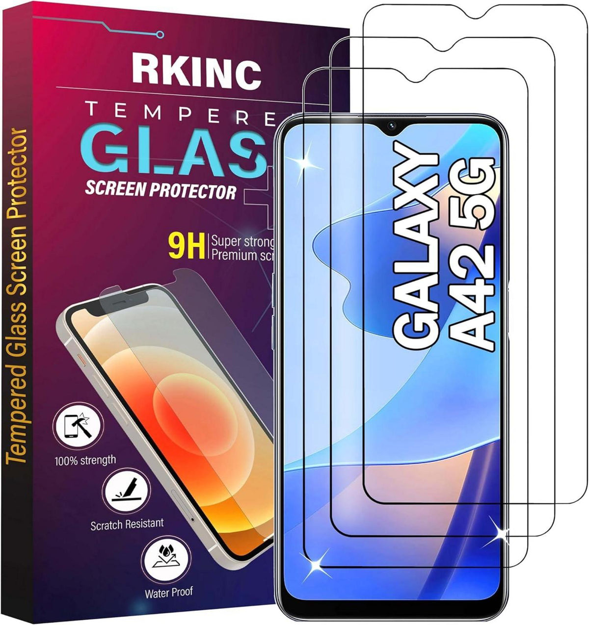 Panzer Schutz Glas Samsung Galaxy A42 5G Displayfolie 3er-Pack