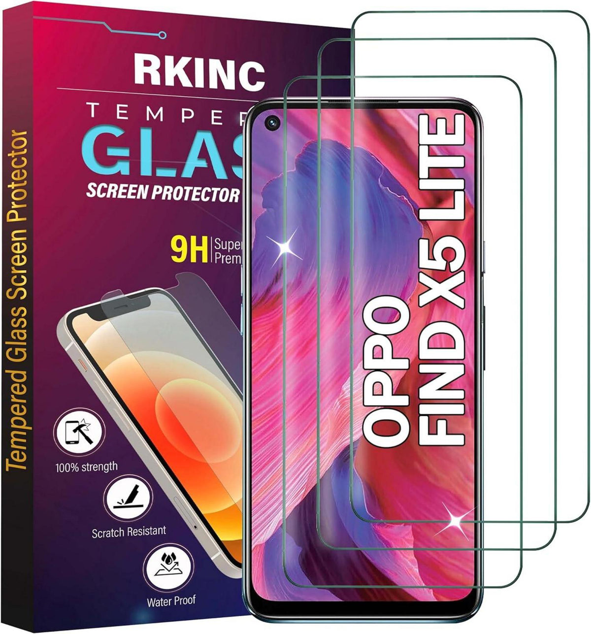 Displayschutzfolie Panzerglas Oppo Find X5 Lite 3 Stück