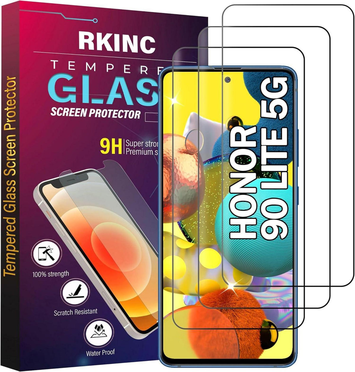 Displayschutzfolie Panzerglas Honor 90 Lite 5G 3er-Pack