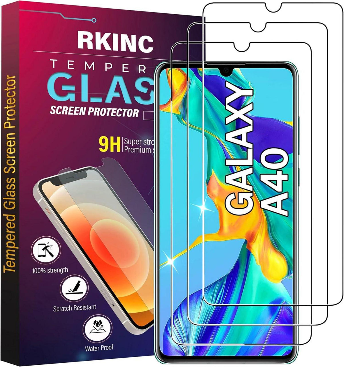 Displayschutzfolie Panzerglas Samsung Galaxy A40 Schutzfolie 3erSet