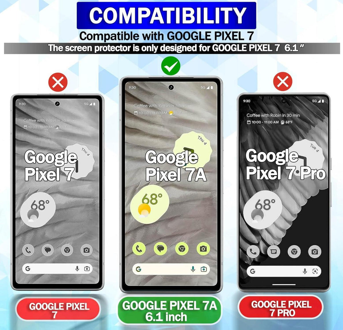 Panzer Glas Display Schutz Google Pixel 7A 3er Set 9H
