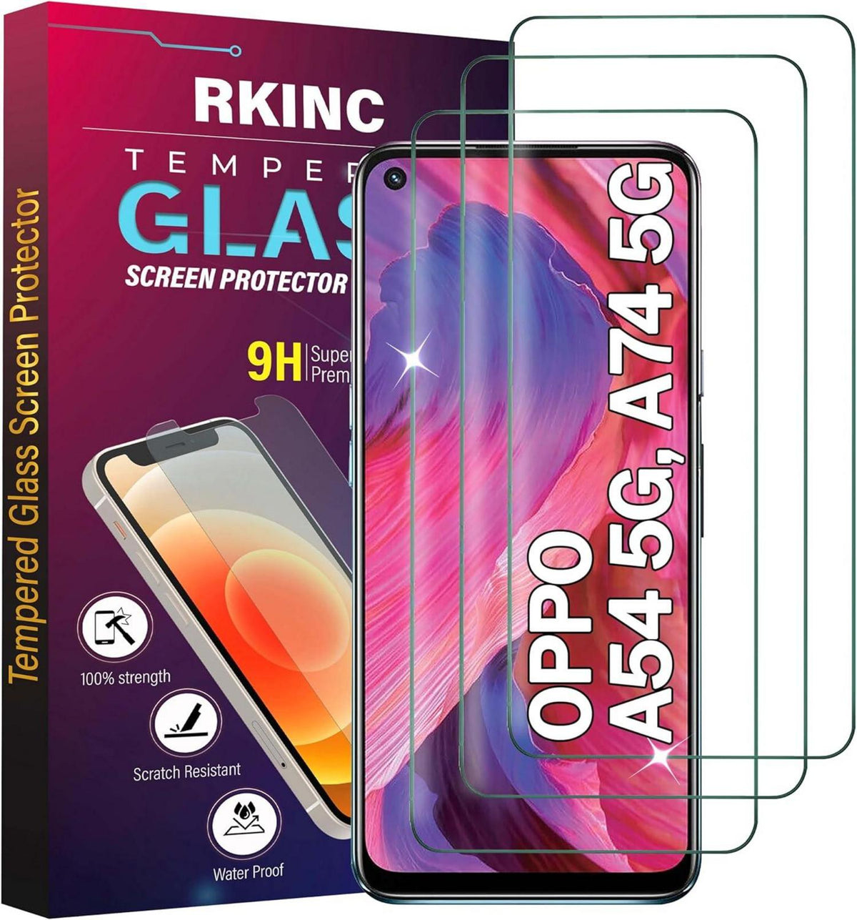 Panzerglas Displayschutzfolie Oppo A54 5G A74 5G 3er Set