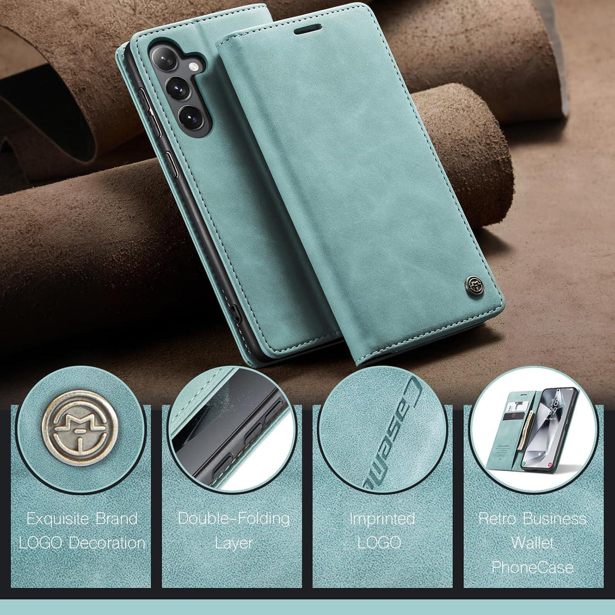 Samsung Galaxy S24 5G Hülle - Premium Leder Klappbar Flip Case Magnet