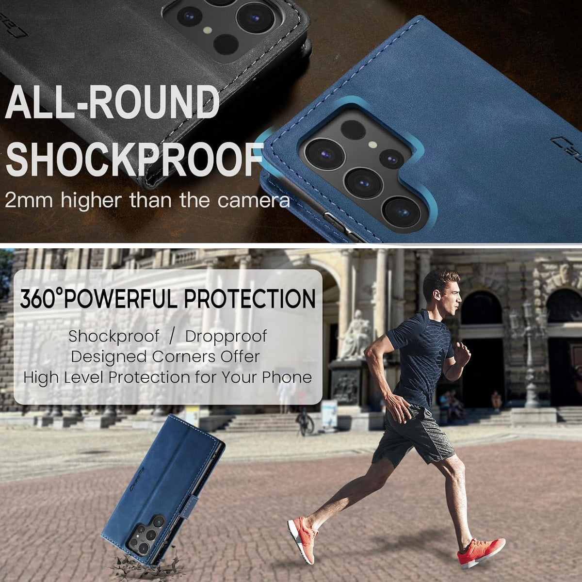 Samsung Galaxy S24 Ultra 5G Handyhülle Leder Klapphülle Blau
