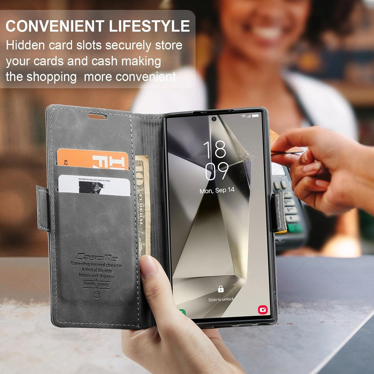 Samsung Galaxy S24 Ultra 5G Hülle - Premium Leder Klapphülle mit Magnet Standfunktion