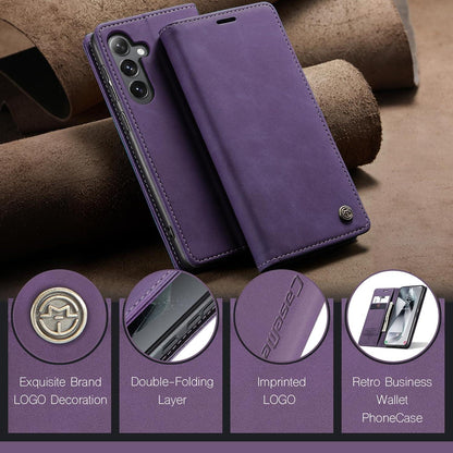 Handyhülle Samsung Galaxy S24 5G Leder Flip Case Kartenfach Standfunktion - Lila