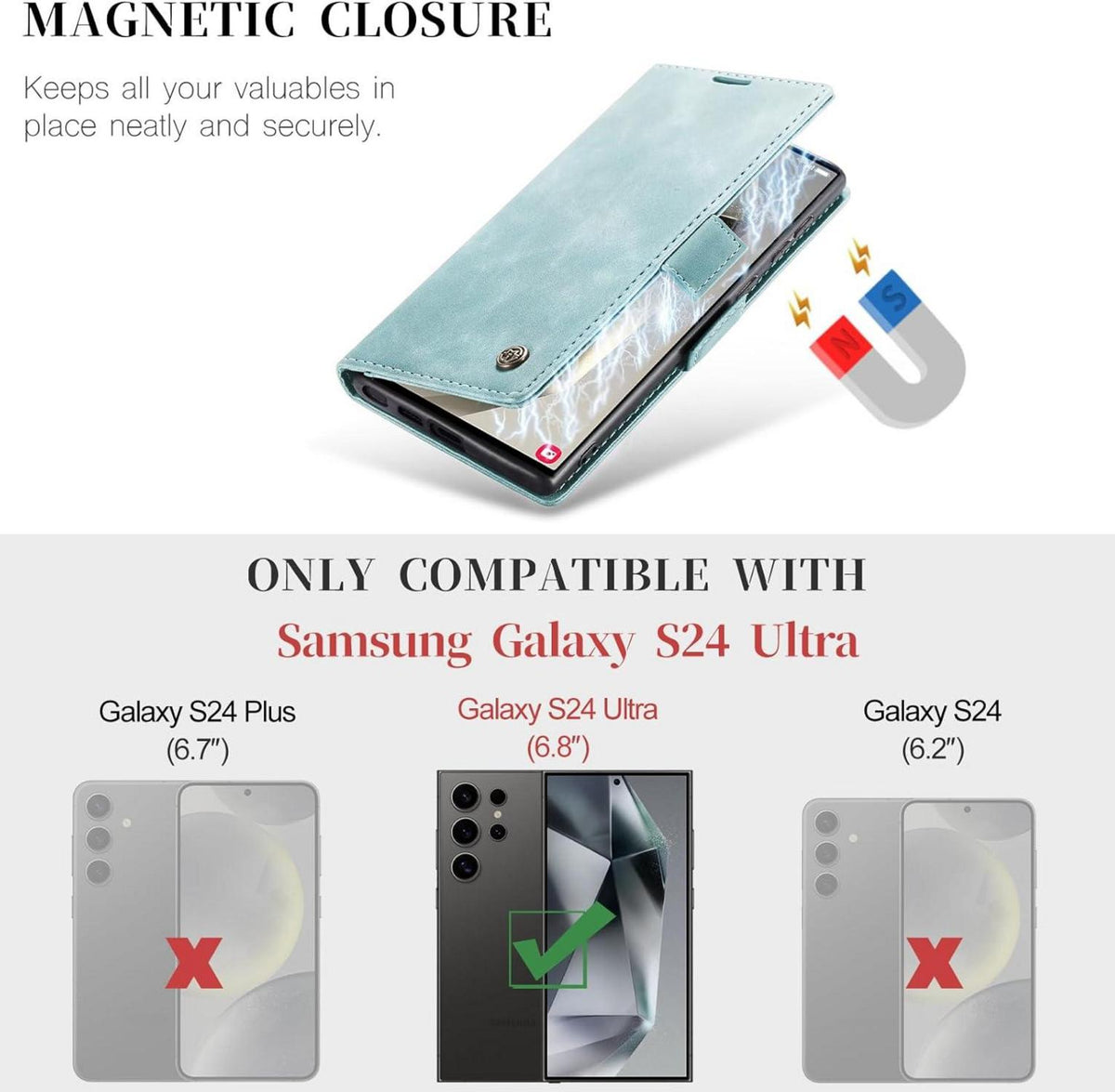 KZB Samsung Galaxy S24 Ultra 5G Hülle Leder Flip Case Magnet
