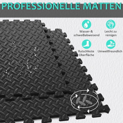 Bodenschutzmatte Fitness Set 12er Puzzlematten 61x61cm EVA