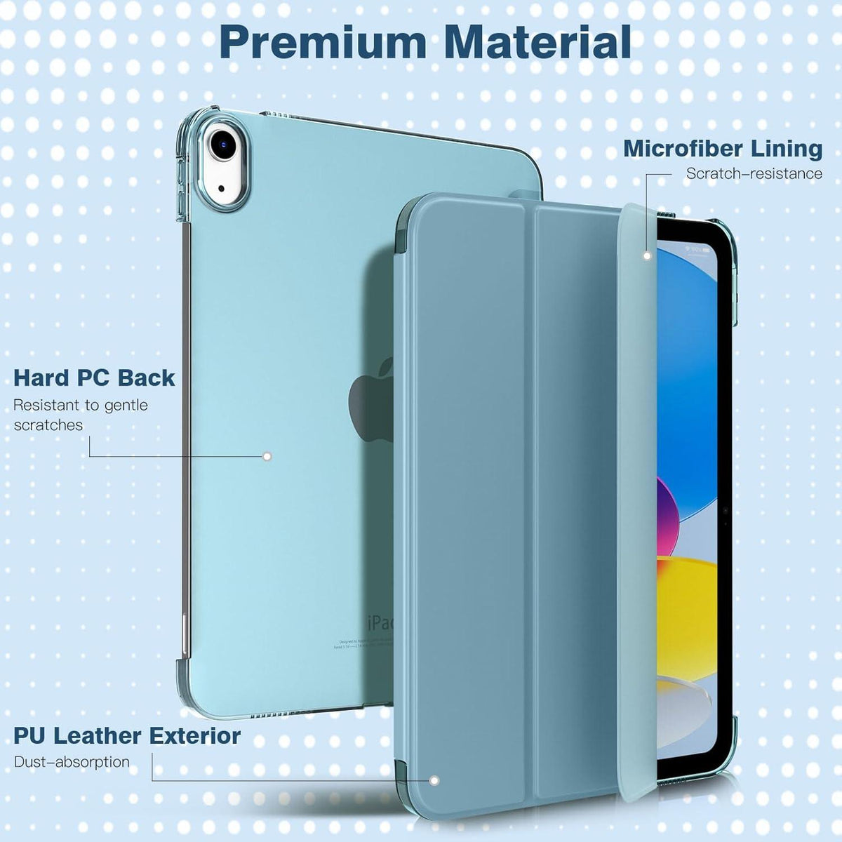 iPad 10.9 Schutzhülle Smart Case Auto Schlaf Neblig Blau