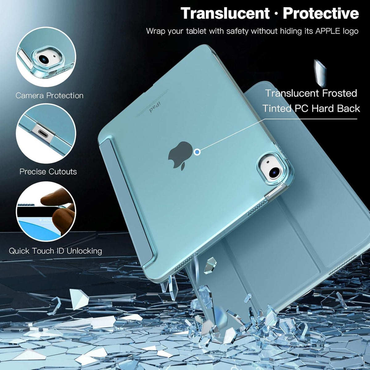 TiMOVO iPad 10.9 Hülle Smart Case Cover Nebliges Blau