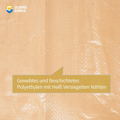 Abdeckplane 4x5m Wasserdicht Beige/Khaki 120g/m² Ösen GUARD SHIELD