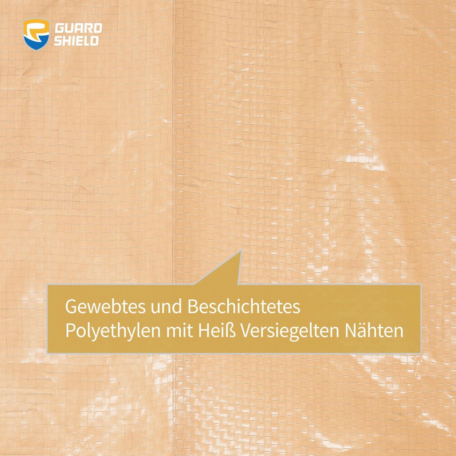 Abdeckplane 5x6m Wasserdicht Beige/Khaki Polyester 120g GUARD SHIELD