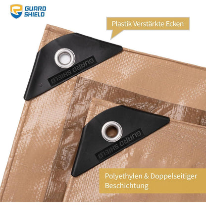 Wasserdichte Abdeckplane 6x10m Beige/Khaki mit Ösen