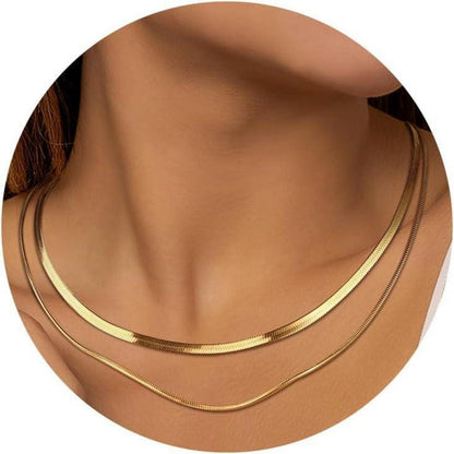 Vergoldete Schlangen Kette Damen 14K Edelstahl Doppel- oder Einzelkette