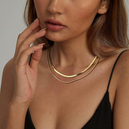 Vergoldete Schlangen Kette Damen 14K Edelstahl Doppel- oder Einzelkette