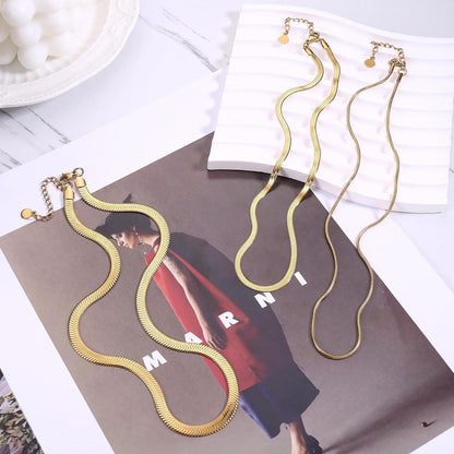 Vergoldete Schlangen Kette Damen 14K Edelstahl Doppel- oder Einzelkette