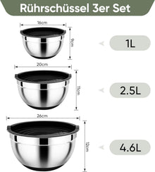 Homikit Edelstahl Rührschüssel Set mit Deckel
