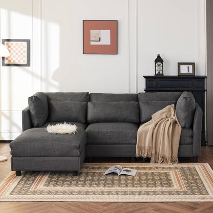 Schlafsofa ZYLOYAL10 - Modernes 3-Sitzer Sofa mit Chaiselongue & Stauraum (Grau)