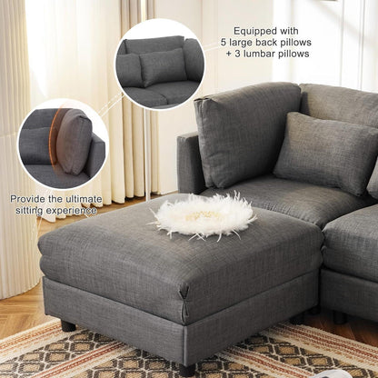 Schlafsofa ZYLOYAL10 - Modernes 3-Sitzer Sofa mit Chaiselongue & Stauraum (Grau)