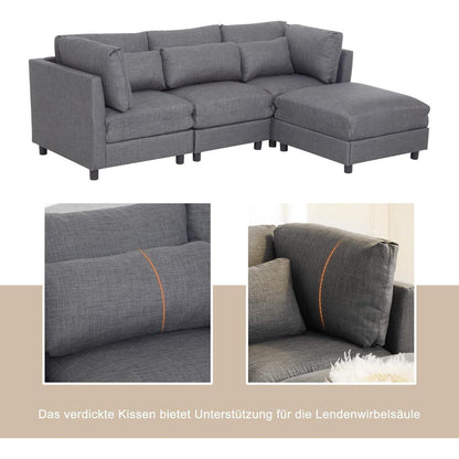 Schlafsofa ZYLOYAL10 - Modernes 3-Sitzer Sofa mit Chaiselongue & Stauraum (Grau)