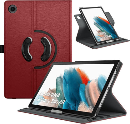 TiMOVO Galaxy Tab A8 10,5 Zoll PU Lederhülle 90° Drehbar Wein Rot