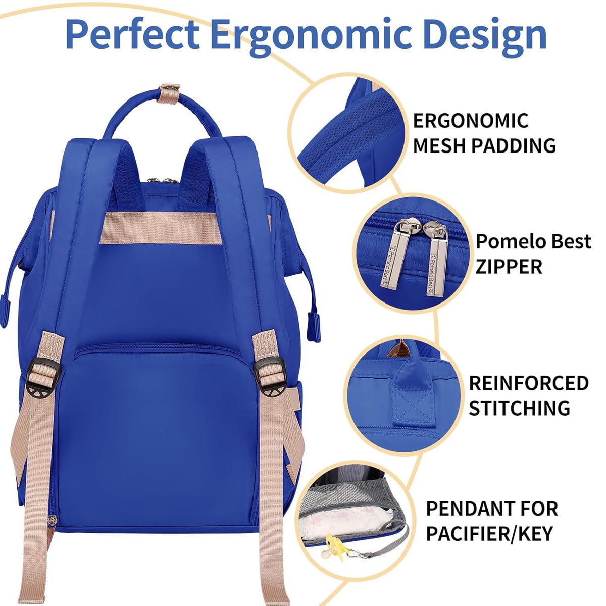 Pomelo Baby Wickelrucksack mit Wickelunterlage und isolierten Taschen
