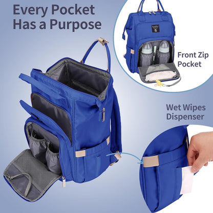 Baby Wickelrucksack mit wasserdichter Wickelunterlage - Große Kapazität