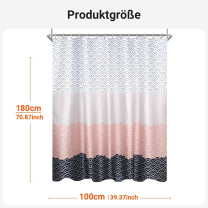 Duschvorhang 100x180cm Blume Wasserdicht Textil Polyester Saum Ösen 6