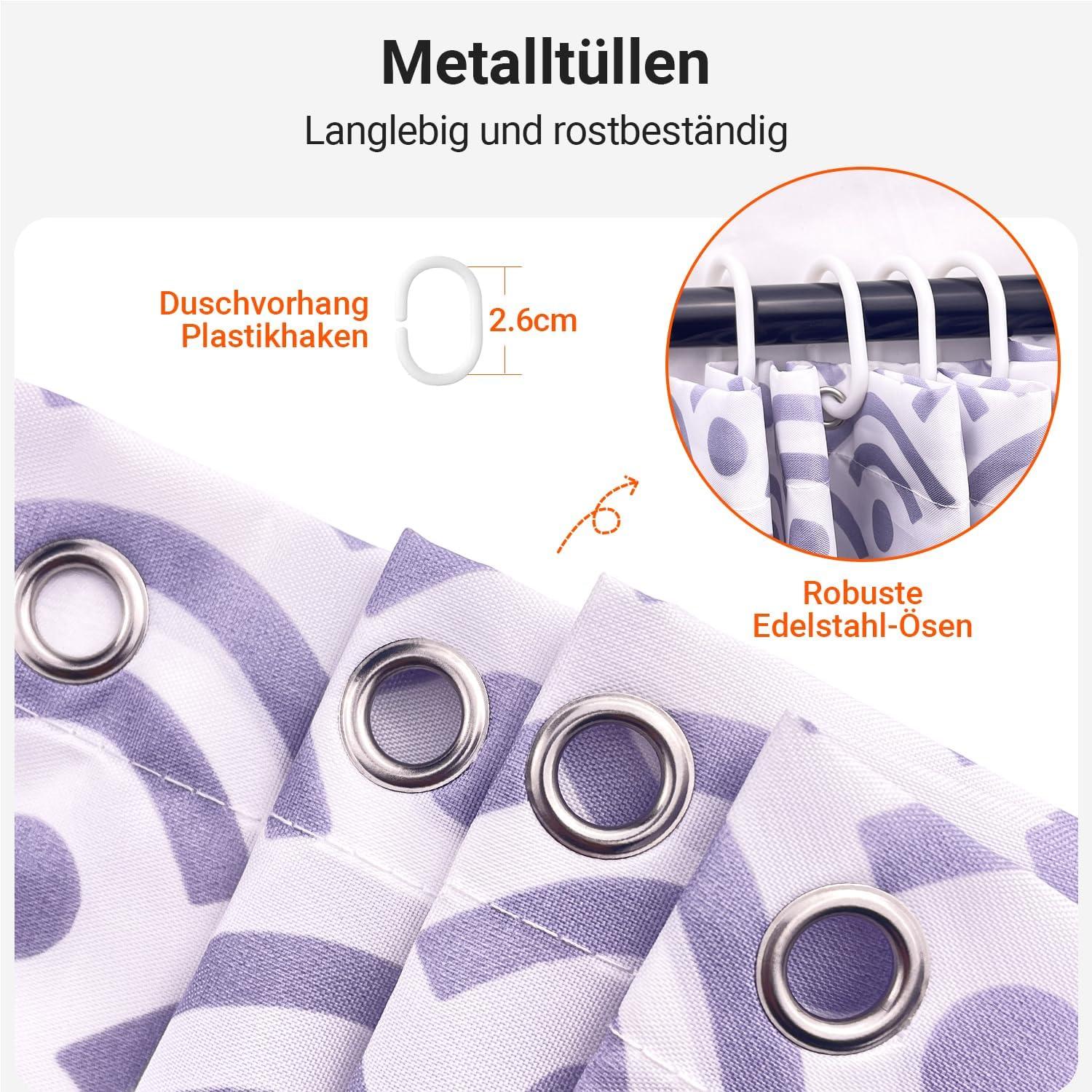 Duschvorhang Blume 80x180cm Antischimmel Wasserdicht Polyester