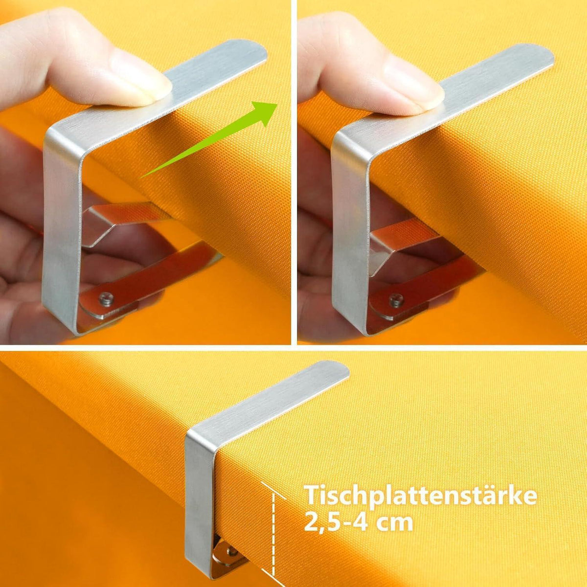 6er Set Tischtuchklammern Edelstahl für 2,5-4cm Tischplatten
