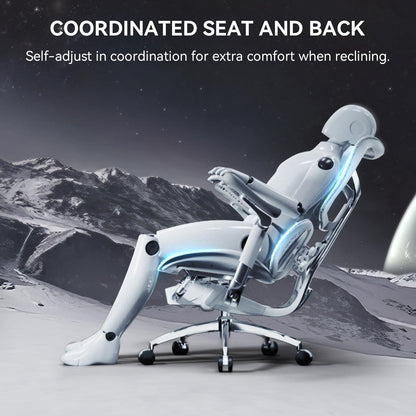 Ergonomischer Bürostuhl mit 6D-Armlehnen und Lendenwirbelstütze (Weiß)