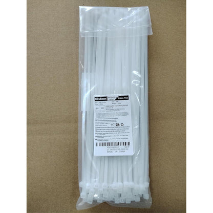 100x Weiße Kabelbinder 250mm, 18kg Zugfestigkeit