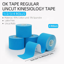 Kinesiologie Tape 5cm x 5m – 4 Rollen Blau – Für Muskeln & Gelenke