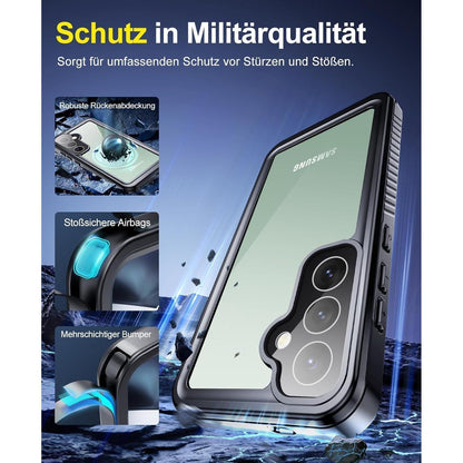 Wasserdichte Hülle für Samsung Galaxy S24, 360° Schutz, Schwarz