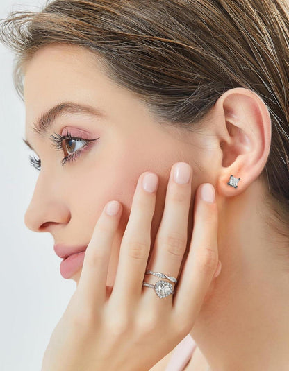 Verlobungsring Damen Silber 1 Karat Moissanit Ring 925 Halo