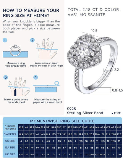 Verlobungsring Damen Silber 1 Karat Moissanit Personalisiertes