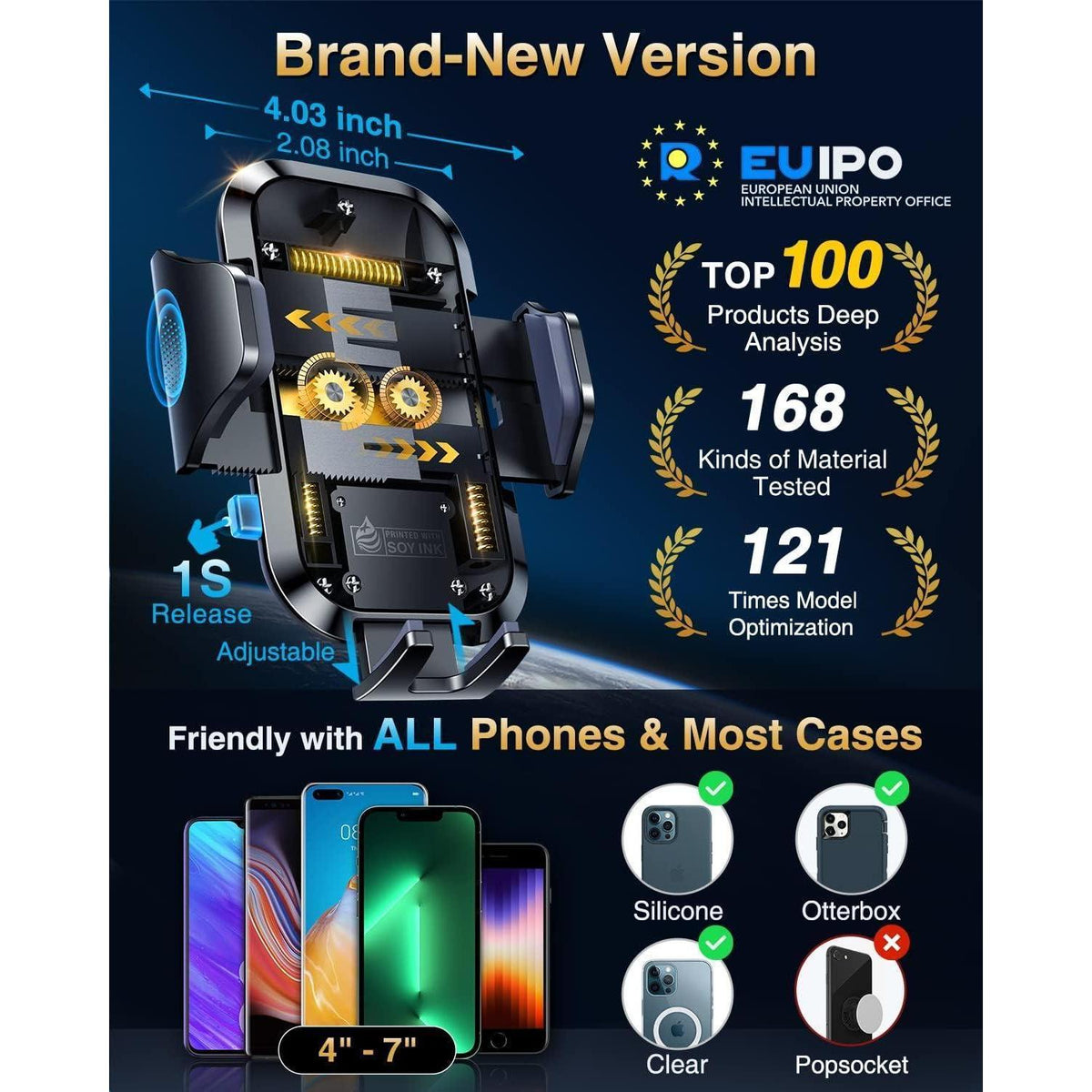 Auto Handyhalterung 4in1 – Stabil & Flexibel für iPhone & Samsung