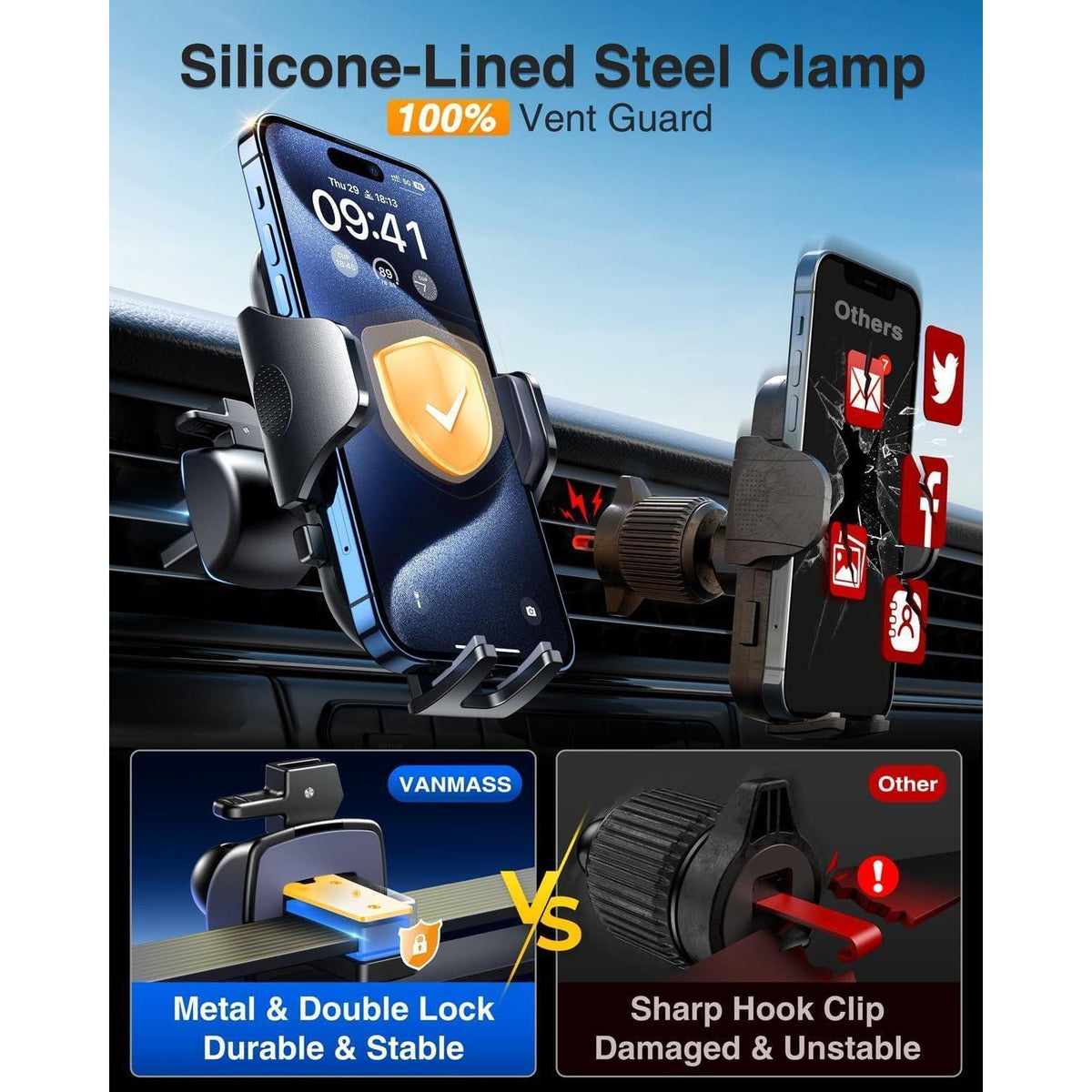 Auto Handyhalterung 4in1 – Stabil & Flexibel für iPhone & Samsung