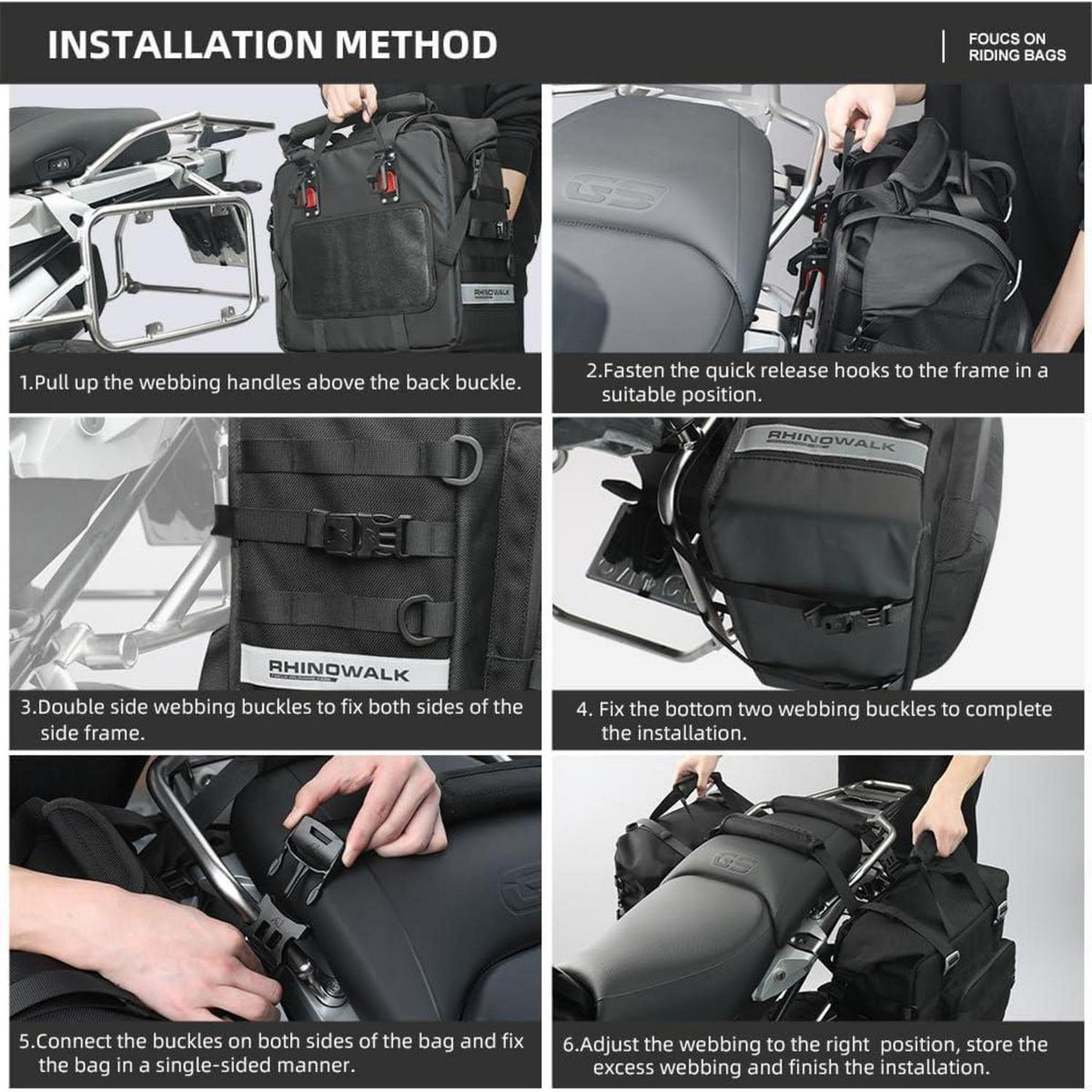 Wasserdichte Motorrad-Satteltaschen 25L Schwarz