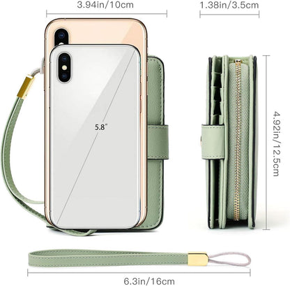 Damen Portemonnaie RFID-Schutz Zipper Münzfach Grün Vegan-leder