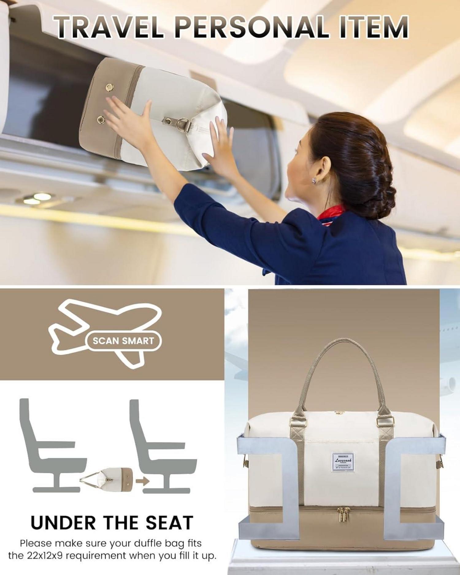 LOVEVOOK Reisetasche Damen Sporttasche mit Schuhfach Groß 45L für Flugzeug & Freizeit
